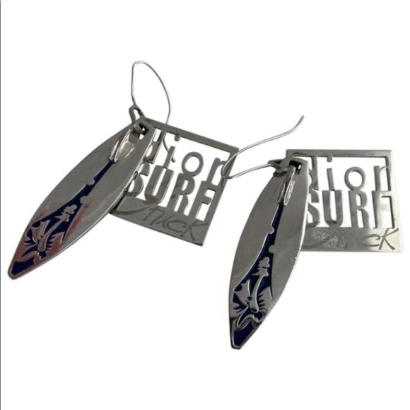 Auth Rare DIOR Surf Chick Silver Earrings - Picture 1 of 6